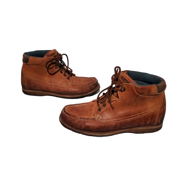 Sebago Brown Leather Moc-Toe Hiking Ankle Boots Women's Size 6.5M, Vibram Soles - Picture 1 of 8
